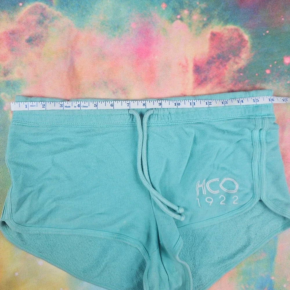 Hollister HCO 1922 Turquoise Blue Sweat Shorts Drawstring Waist Loungewear - Picture 7 of 7